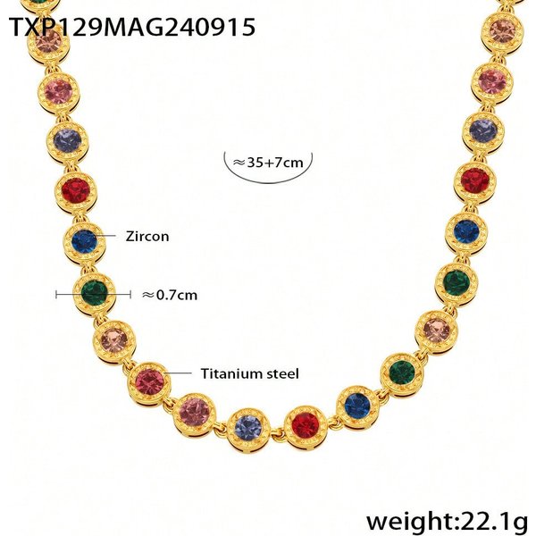 Collar De Zirconia Colorido De Moda Para Mujer Exquisita Cadena Para ClavíCula De Lujo Ligero Colorful Varios Colores-image