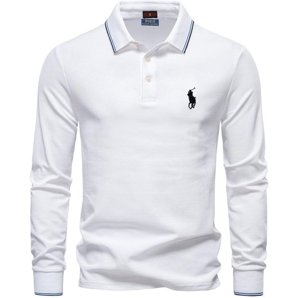 Miniso Polo Ralph Lauren OtoñO Nuevo Bordado Camisa Polo De Manga Larga Para Mujer, Top De Color SóLido Para Mujer Con Cuello, Camisa Polo VersáTil XL White-image