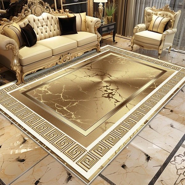 ZłOty Luksusowy Dywan Do Salonu Dekoracja DużEj Powierzchni Dom Sofa Dywaniki AntypośLizgowe Sypialnia Salon Stoliki Kawowe MięKkie Maty PodłOgowe 80*120Cm-image