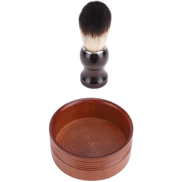 Set De Brocha De Afeitar De Madera Kit De Aseo Pelo SintéTico Elimina Residuos Brocha Y Bol De Afeitar Para Hombres-image