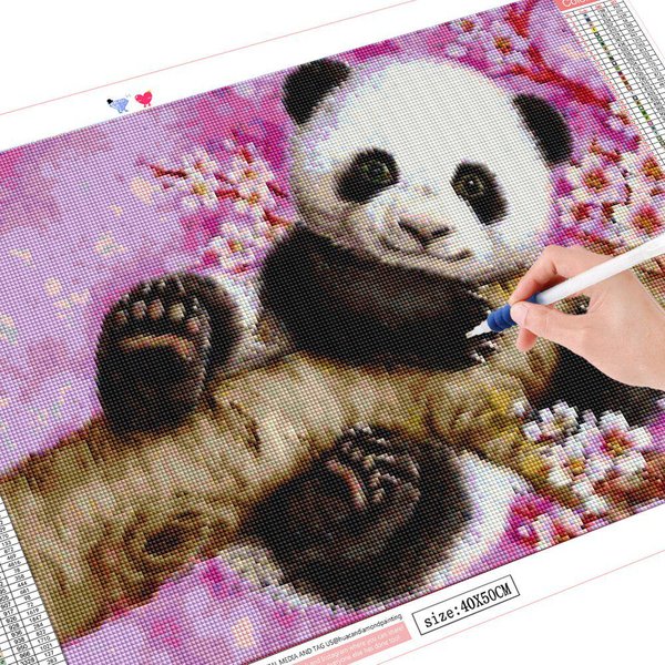 5D DIY Diamante Bordado Panda Completo Cuentas Cuadradas Pintura De Diamante Animales Punto De Cruz 20X30CM-image