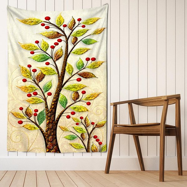 Drzewo PienięDzy Gobelin śCienny WisząCy Boho Natura RośLina Psychodeliczny Czary W Akademiku TłO WystróJ Domu 95X70Cm-image