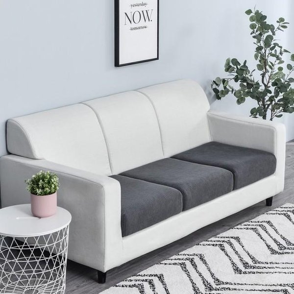 Funda De CojíN Para Asiento De Sofá De Lana Polar, Funda De Silla Jacquard EláStica, Lavable, ExtraíBle, Fundas De Sofá, Protector De Muebles Normal Size (S)-1Pc Gris Oscuro-image