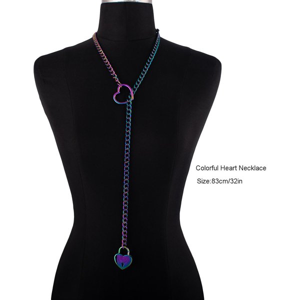 Collar De Cadena Fina Con Candado De CorazóN Cadenas De Amor Gargantilla Candado Collar Para Mujeres Parejas Collar JoyeríA Regalo Black-image