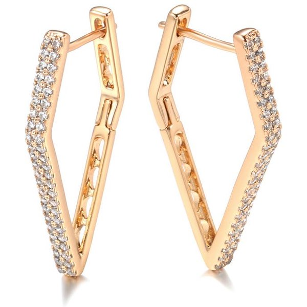 Pendientes De Color Oro Rosa Para Mujer NiñA Moda GeoméTricos ZircóN Natural Pendiente Colgante Alta Calidad JoyeríA Diaria-image