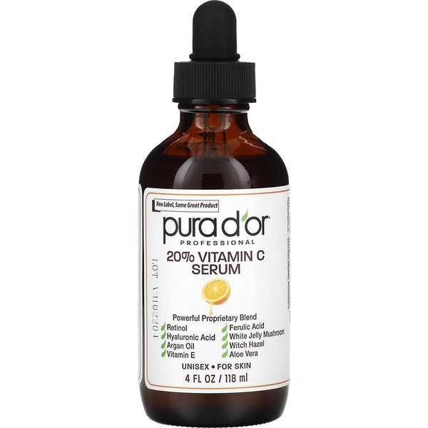 Pura D'or, Professional, 20% Vitamin C Serum, 4 Fl Oz (118 Ml) Black-image