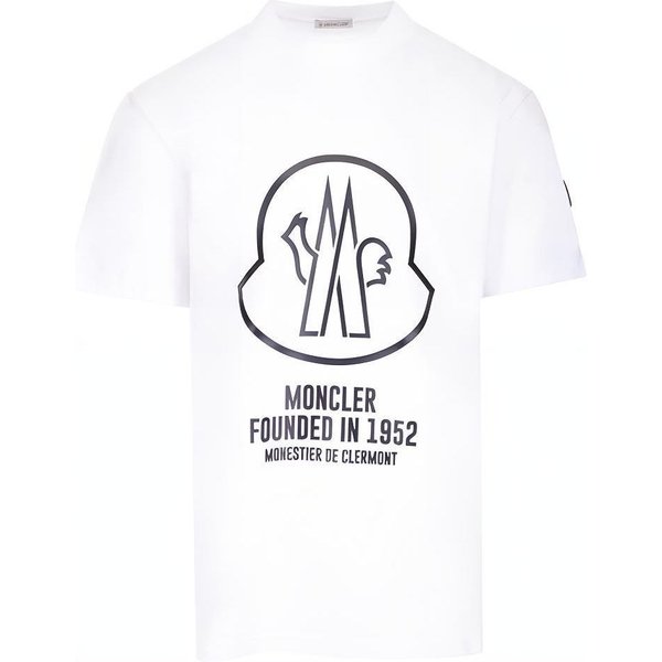 Camiseta Blanca De Manga Corta Con Cuello Redondo Y Estampado De Logo Moncler Ss22 Hombre Tops H10918C000298390T001 XL Gray-image
