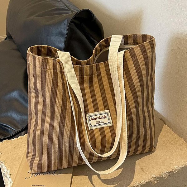 Bolso De Gran Capacidad Para Mujeres Nuevo Bolso Tote De Moda Para Mujeres Ins Estudiantes De Secundaria En Clase Bolso De Estudiante Brown-image