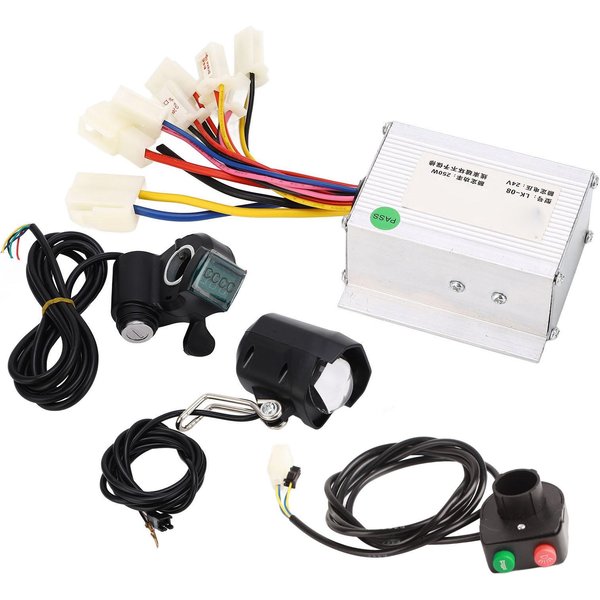 Kit De ConversióN Para Bicicleta EléCtrica 24V 250W Controlador Con Escobillas Acelerador De Pulgar Con Llaves De Bloqueo Kit De Faro-image