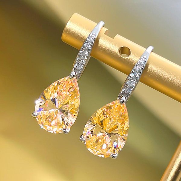 Pendientes Huitan Rosa/Amarillo Pera Circonita CúBica Mujer Color Moda Elegante Femenino Accesorios Piercing JoyeríA RomáNtica-image