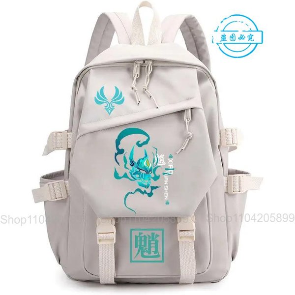 Mochila Genshin Impact Anime Xiao Mochila Estudiantes Bolso Escolar Cosplay NiñOs NiñAs Dibujos Animados Mochila Para Libros Viaje PortáTil Rucksack Regalos 12 Inches-image