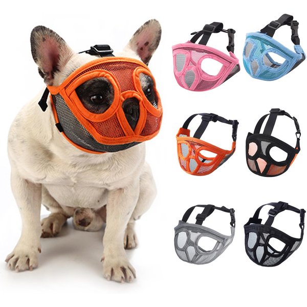 Bozal De Perro Con Hocico Corto, Bozal De Bulldog, Malla Transpirable Ajustable Para Entrenar, Morder Y Ladrar Large-image