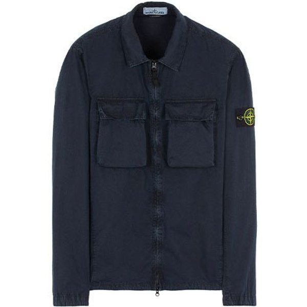 Stone Island Ss22 Dwukieszeniowa Prana DłUga Kurtka Robocza MęSka Kurtka Granatowa 7615114WN-V0120 S Black-image