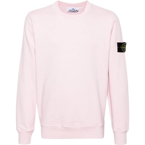 Stone Island Klasyczna Naszywka Jednolity Kolor OkrąGłY Dekolt DłUgi RęKaw Bluza Unisex Bluza JasnoróżOwa 801563051-V0080 XXL White-image