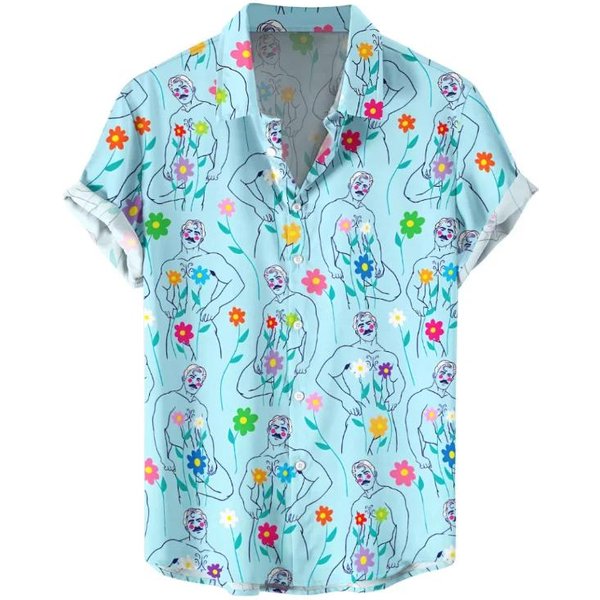 Camisas Hawaianas Divertidas De ImpresióN 3D Para Hombre Personalidad Solapa Abotonada Camisas Top Manga Corta Blusa Oversize Ropa Masculina Xxxl White-image