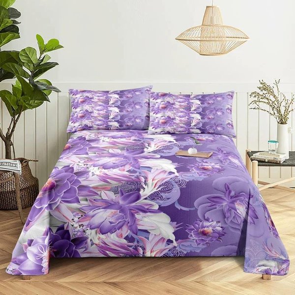Fioletowy Komplet PośCieli Rozmiar Queen King MięKki Lawendowy Motyl PrześCieradłO PośCiel Poszewka Na Poduszkę Do Sypialni Twin Full Single Double EU Single 135X200Cm-image