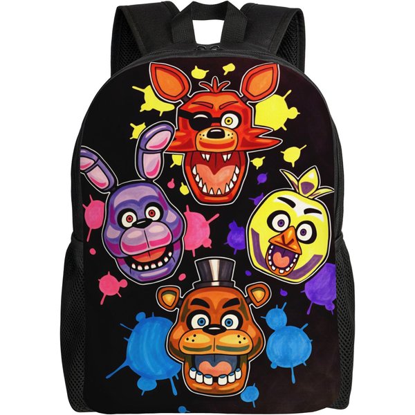 Mochila De Juego De Terror Fnaf Para Mujeres Hombres Mochilas Transpirables PoliéSter Kawaii Bolsas De Instituto Viaje Rucksack Colorido (As The Picture,As Picture)-image