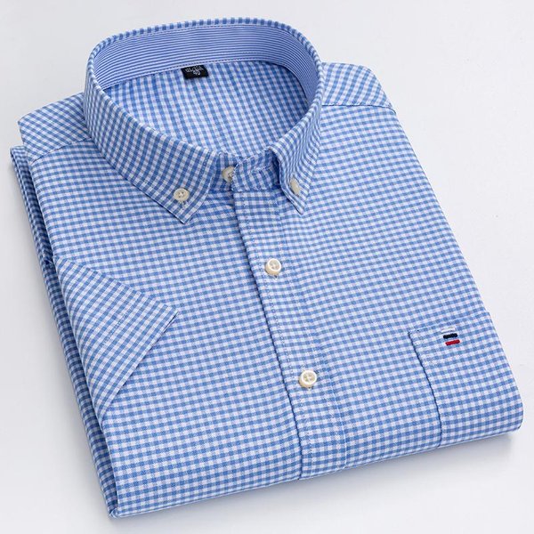 100% BawełNa Oxford MęSka Koszula KróTki RęKaw Nowa Wysoka Jakość Biznesowa Codzienna Moda MęSka DużE Rozmiary Koszula Formalna S-7XL 43-image
