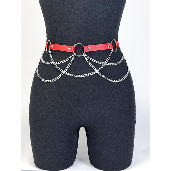 CinturóN De Moda Femenino Estilo Callejero Cadena De Cintura Flecos CinturóN Ajustable Casual Decorativo Cadena Para El Vientre Accesorios De Ropa GóTica-image