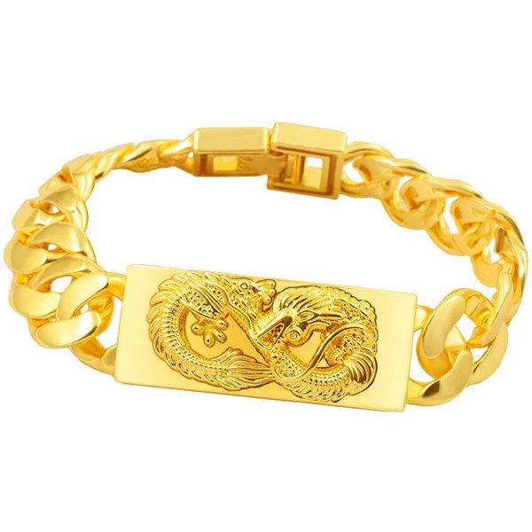 Pulsera Oro Arena Para Hombre Dominante SimulacióN Chapado En Oro Cadena De Reloj Para Hombre JoyeríA Oro Arena Beige-image