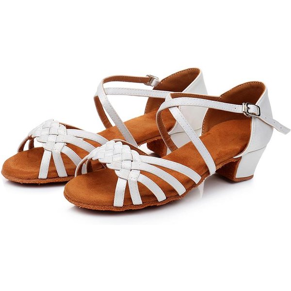 Buty Do TańCa Latynoskiego Damskie Buty Do TańCa Towarzyskiego Tango Do TańCa Latynoskiego Salsa DziewczęCe Satynowe Buty Do TańCa Na Niskim Obcasie; 41 BiałY-image