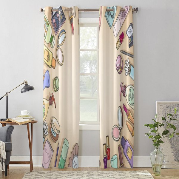 Cortinas Modernas Para Ventana CosméTicos Dibujado A Mano Cortinas De Moda De Lujo Para Sala De Estar Dormitorio Cocina Cortinas 135W X 60H(Cm) X1 White-image