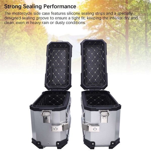 Maleta Lateral Para Motocicleta Ajuste Universal AleacióN De Aluminio 28L Izquierda Derecha Caja RíGida Para Alforjas Con Soporte Manija De Bloqueo Para-image