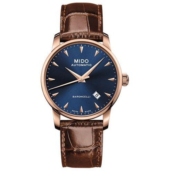 Mido Belem Celli Movimiento MecáNico AutomáTico Resistente Al Agua 50M Reloj Suizo 38 Mm Esfera Azul Correa De Cuero Relojes Para Hombre M8600.3.15.8 Regular Watch Box Gray-image
