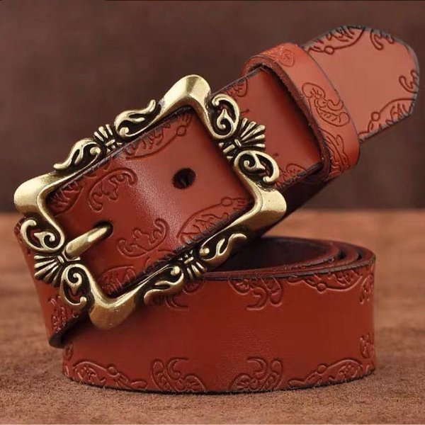 Cinturones Para Mujer CinturóN De Cuero Genuino Piel De Vaca Ancho Retro Moda VersáTil Decorativo CinturóN Para Jeans Para Mujer 100Cm Black-image