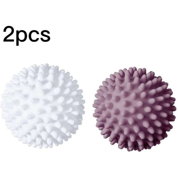 Bola MáGica Para La Colada Reutilizable, Bola De Limpieza SóLida De Pvc, Limpieza Del Hogar, Lavadora, Suavizante De Ropa, Herramientas De Limpieza, 1/2/3 Uds. 2PCS PúRpura/Blanco-image