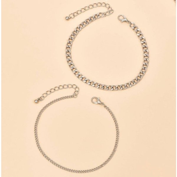Set De Tobilleras Multicapa, Cadena Retro De Doble Capa, Moda ÉTnica, DecoracióN Para El Pie, Femenino Plata-image