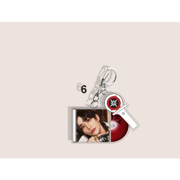 1 Szt. Breloczek 3 W 1 W Stylu PłYty CD Stray Kids - Mini Design Albumu Winylowego Ze ZdjęCiem I PałEczką śWietlną Kpopowy Zawieszka Do Torby Prezent Dla Stay Hyunjin White-image