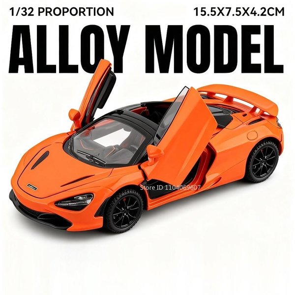 1:32 765Lt 720S Model Supercar Zabawki Metal Diecast DźWięK ŚWiatłO Drzwi Otwierane Pull Back Wykwintny Ornament Nadwozia Samochody Sportowe Dla Dziecka-image