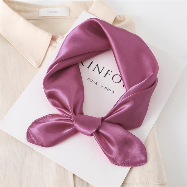 Luksusowy Kwadratowy Szalik Dla Kobiet 60 Cm Satynowa Opaska Na Szyję WłOsy Torbę Chusta MięKka Chusta Na Szyję HidżAby GłOwa Kobieta Foulard 60X60Cm Pink-image