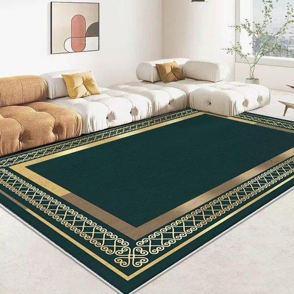 Nowoczesny Luksusowy DużY Zielono-ZłOty Flanelowy Dywan Do Salonu AntypośLizgowy MożNa Prać W Pralce Mata PodłOgowa Pod Sofę Dywan Do Sypialni 60*90Cm White-image