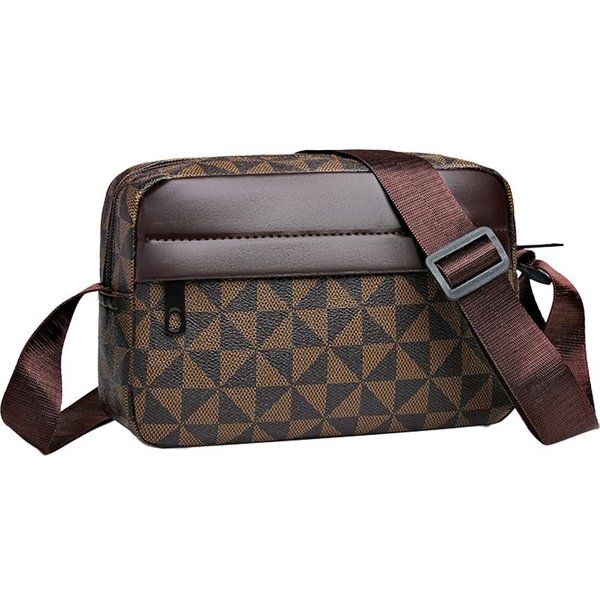 Bolso De Hombro Casual De Negocios Para Hombre Bolso Mensajero De Cuero PU Correa Ancha Bolsos Cruzados Cuadrado A Cuadros DiseñAdor Bolsos Cruzados Masculinos-image