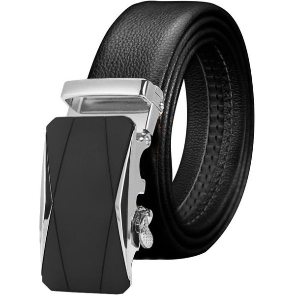 CinturóN De Piel De Vaca Para Hombre CinturóN De Cuero Genuino Con Hebilla AutomáTica De Alta Gama CinturóN Casual De Negocios Para Hombres De Mediana Edad Y JóVenes 130Cm Gray-image