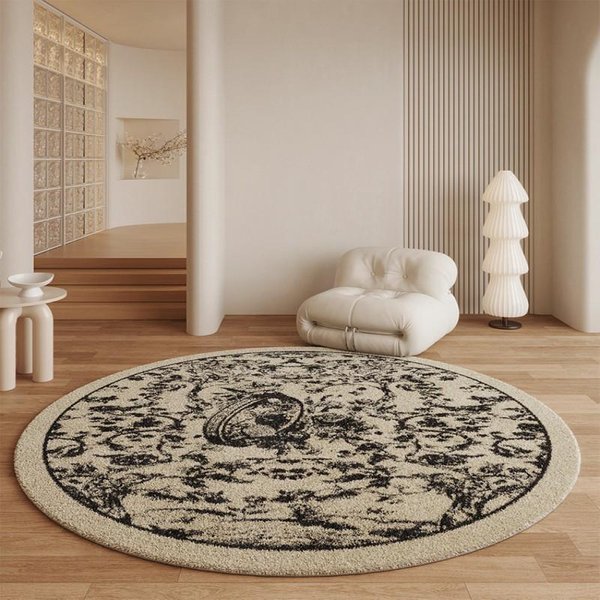 Vintage Luksusowy OkrąGłY Dywan MięKki Sztuczny Kaszmir AntypośLizgowy MożNa Prać W Pralce Dywan Elegancki WygląD Do Garderoby 80X80Cm 31Inch-image