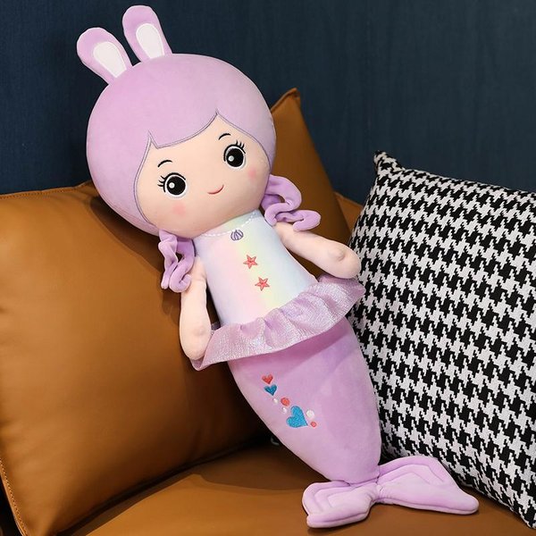 MuñEca Humanoide Sirena Squishy De 55 Cm Almohada De Peluche Morado Rosa Animal AcuáTico Peluche De Dibujos Animados CompañEro De SueñO Regalo 55Cm Brown-image