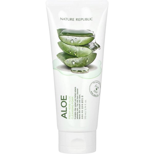 Nature Republic, Fresh Herbal Cleansing Foam, Aloe, 5.74 Fl Oz (170 Ml) White-image