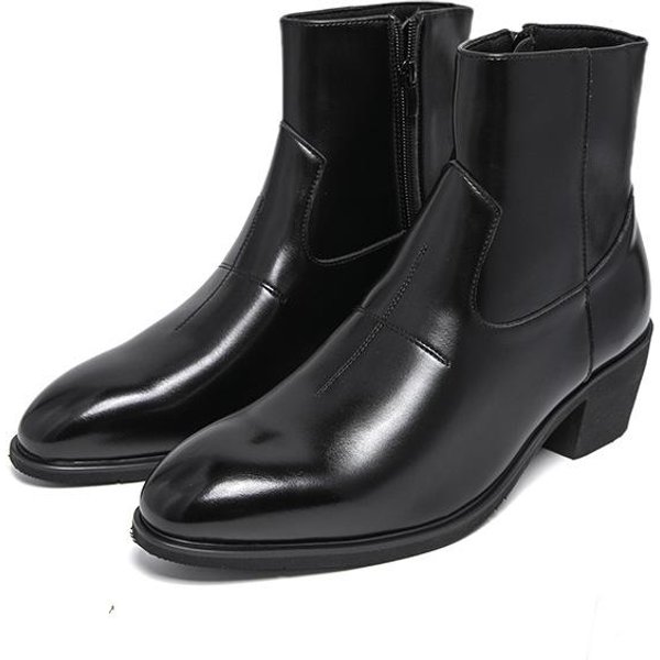 MęSkie Buty SkóRzane Chelsea Styl Brytyjski Wysokie Buty Do Kostki Na Zamek Szpiczasty Czubek Buty Outdoor Biznesowe MęSkie Buty Eleganckie 44-image