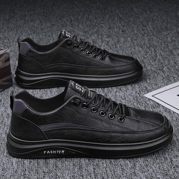 Wiosenne Buty MęSkie OddychająCe Wodoodporne AntypośLizgowe Buty MęSkie Modne Czarne SkóRzane Buty Sportowe Codzienne Buty Deskorolkowe 40 Gray-image