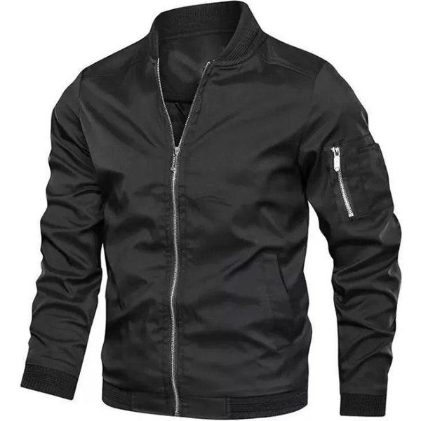 Chaquetas Para Hombre, Chaqueta Bomber De OtoñO Para Hombre, Ropa De Calle, Abrigo De BéIsbol, Cuello Alto, Chaqueta Ajustada Con Cremallera Para Exteriores, Abrigo Para Hombre L-image
