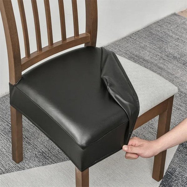 1 Pieza Funda Impermeable De Cuero PU Para Asiento De Silla, Fundas Para Sillas De Comedor, Fundas Removibles EláSticas Para CojíN Para Silla De Banquete, Hotel 1Piece-image