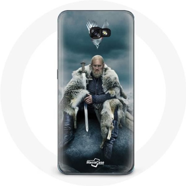 Funda Para Samsung Galaxy A5 2017 Serie Vikingos Temporada 6 Ragnar Lothbrok Logo V Espada Gris Fondo Borroso-image