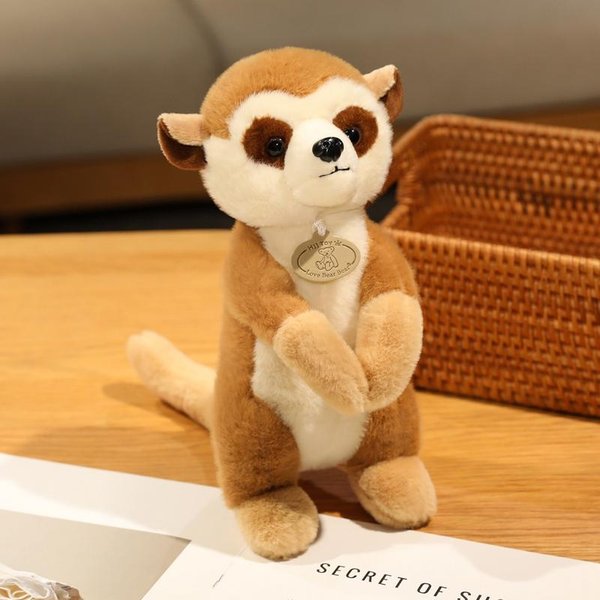 Lindo Lemur De Cola Anillada De Peluche Realista Juguete De Peluche Suricata De Dibujos Animados Indri Peluches MuñEca Suave Kawaii Regalo Para NiñA NiñO Beige-image