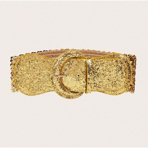 Estilo Europeo Y Americano CinturóN De Mujer Decorativo Para Abrigo Con Vestido, Cintura De CinturóN Traje EláStico EláStico Sello De Cintura EláStico Cadena Ancha Golden Varios Colores-image