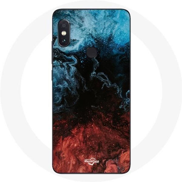 Funda Para Xiaomi Redmi Note 5 AI Dual Camera Fondo De Textura Abstracta Rojo Negro Azul-image