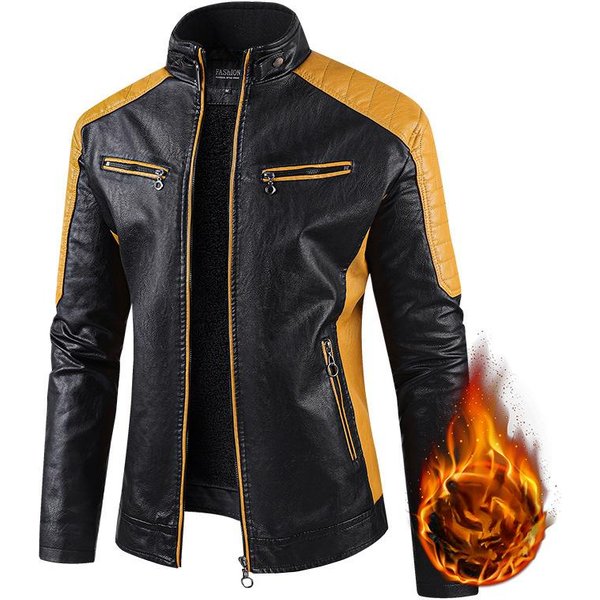 Chaqueta De Cuero Chaqueta Para Hombre VersióN Coreana Ajustada Terciopelo Juventud Chaqueta De Cuero PU Ropa Para Hombre 5XL Black-image
