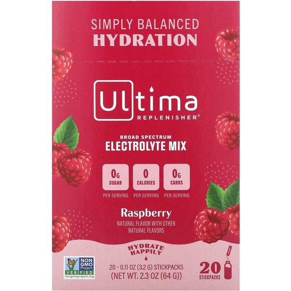 ReposicióN ÚLtima, Mezcla De Electrolitos, Frambuesa, 20 Paquetes, 0.11 Oz (3,2 Gramos) Cada-image